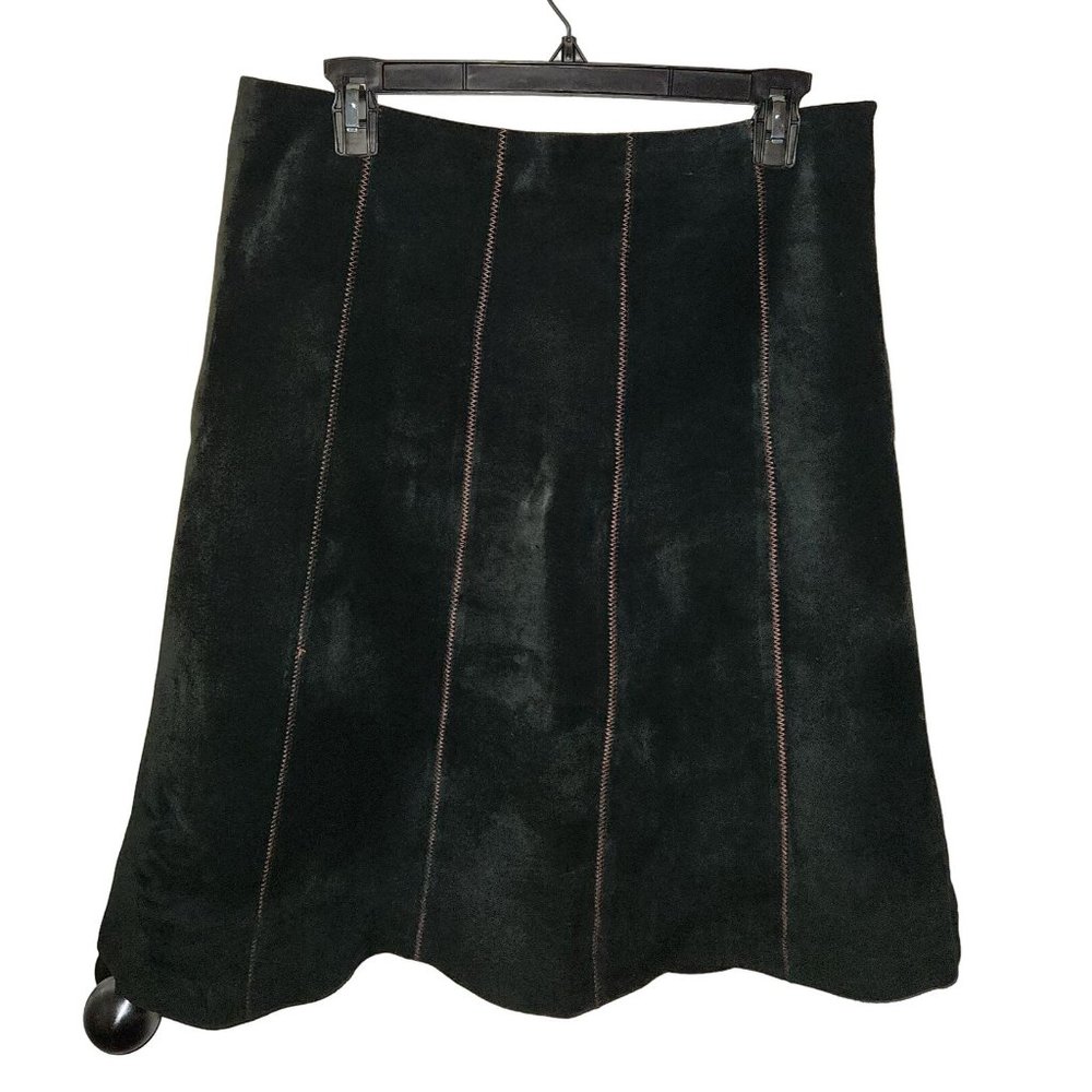 Sorbe Suede Skirt Women Size Medium Black Stitching Detail Gothic Dark Academia